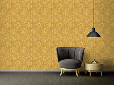 product image for Floral Swirl Textured Wallpaper in Gold from the Versace IV Collection 97