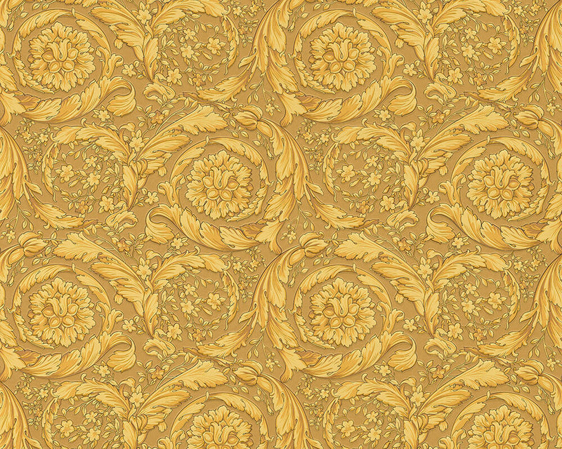media image for Floral Swirl Textured Wallpaper in Gold from the Versace IV Collection 281