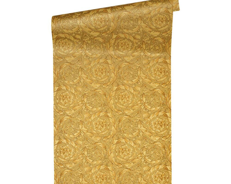 media image for Floral Swirl Textured Wallpaper in Gold from the Versace IV Collection 234