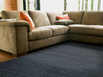 product image for Lorne Hand Woven Dark Navy Blue Rug by BD Fine Roomscene Image 1 87