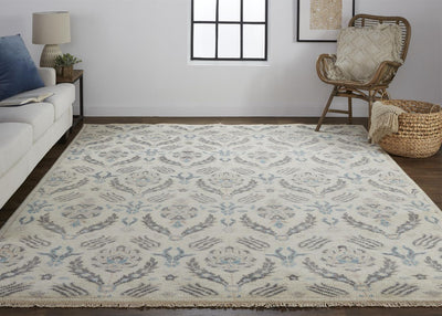 product image for Bennet Hand Knotted Beige and Blue Rug by BD Fine Roomscene Image 1 90