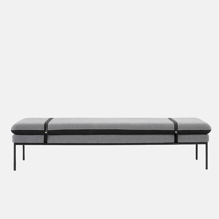 media image for Turn Wool Daybed in Grey w/ Black Leather Straps by Ferm Living 222