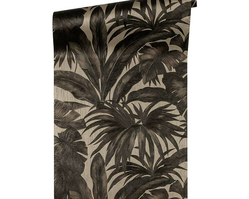 media image for Jungle Palm Leaves Textured Wallpaper in Brown/Cream from the Versace V Collection 236