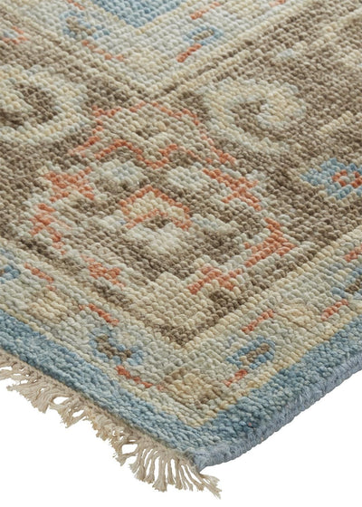product image for Bennet Hand Knotted Blue and Brown Rug by BD Fine Corner Image 1 8