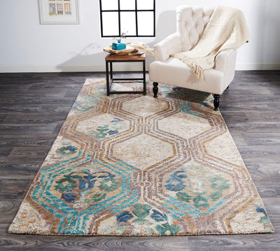 product image for Amreli Hand Tufted Tan and Teal Rug by BD Fine Roomscene Image 1 31