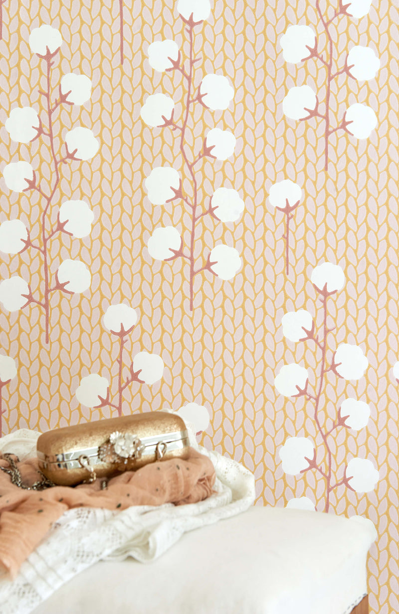 media image for Sweet Cotton Soft Pink Wallpaper by Majvillan 285