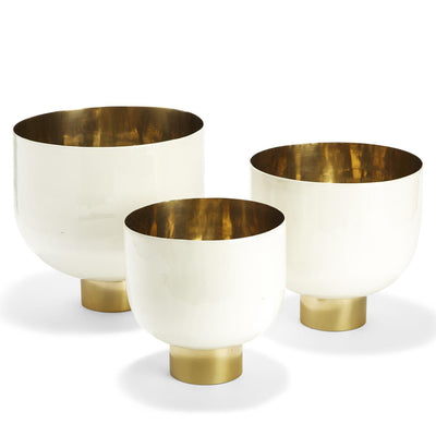 product image for set of 3 decorative hammered aluminum white lacquer bowls with gold base 2 64