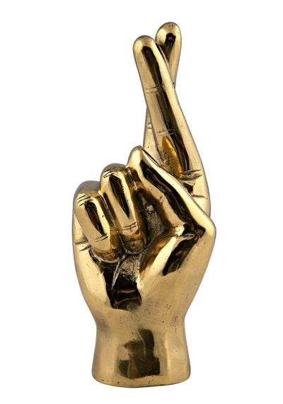 product image of fingers crossed sculpture in brass design by noir 1 594