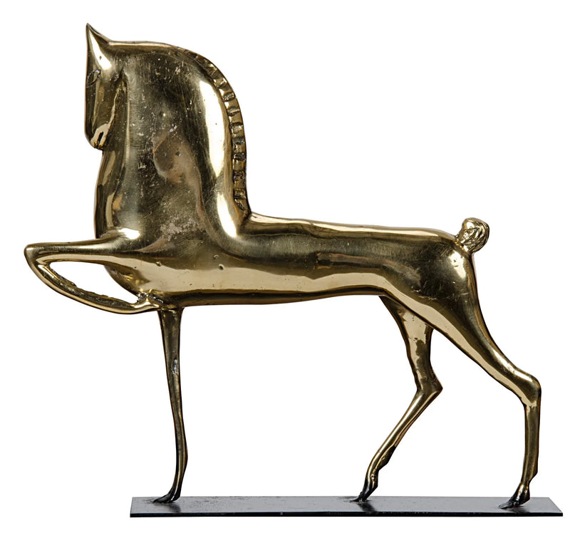 media image for horse sculpture on stand in brass design by noir 1 260
