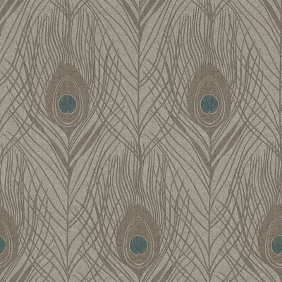 product image of sample peacock feather motif wallpaper in blue brown grey from the absolutely chic collection by galerie wallcoverings 1 58