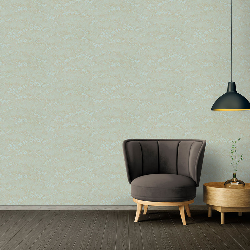 media image for Cherry Blossom Motif Wallpaper in Blue/Green/Metallic from the Absolutely Chic Collection by Galerie Wallcoverings 254