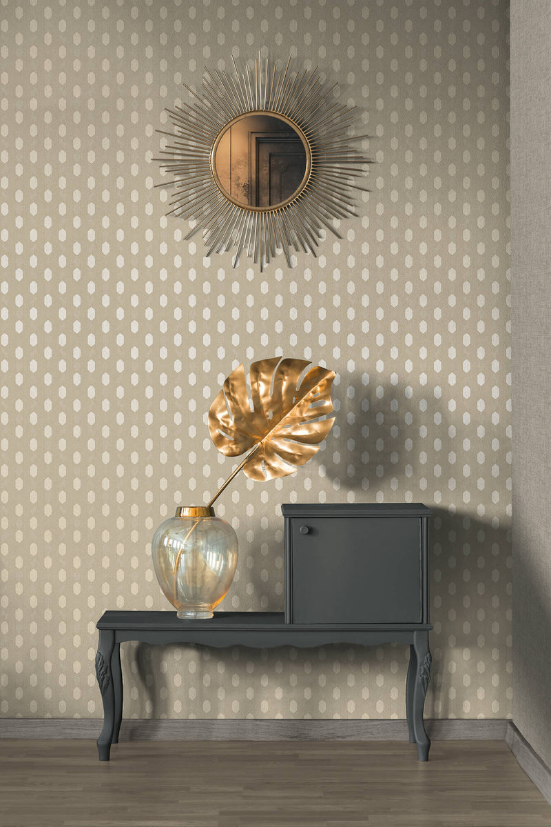 media image for Art Deco Style Geometric Motif Wallpaper in Beige/Grey/Metallic from the Absolutely Chic Collection by Galerie Wallcoverings 213