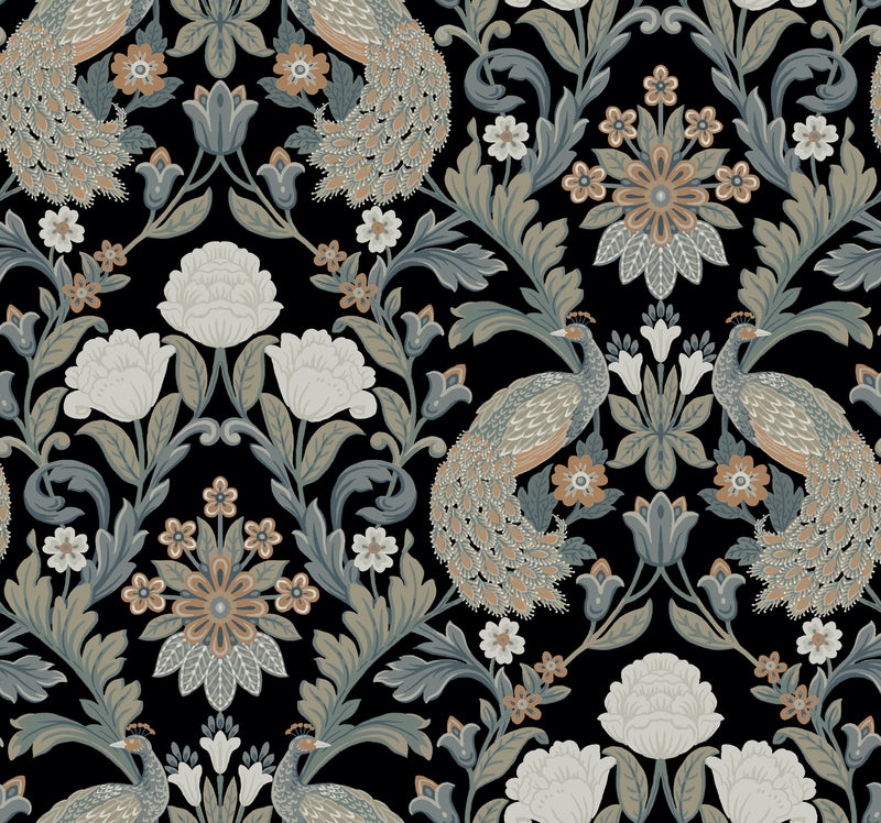 media image for sample plume dynasty black wallpaper from the arts and crafts collection by ronald redding 1 273