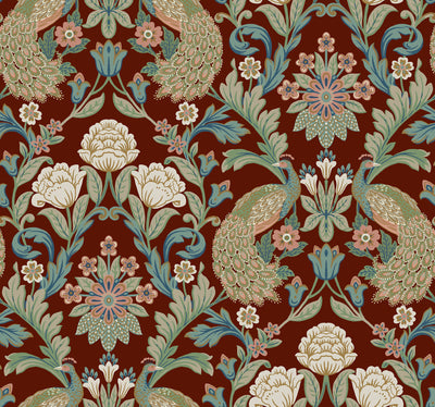 product image of sample plume dynasty red wallpaper from the arts and crafts collection by ronald redding 1 592