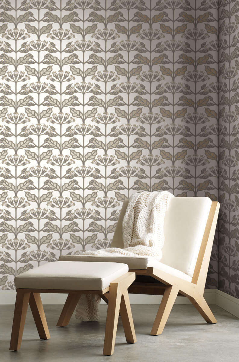 media image for Tracery Blooms White Wallpaper from the Arts and Crafts Collection by Ronald Redding 259
