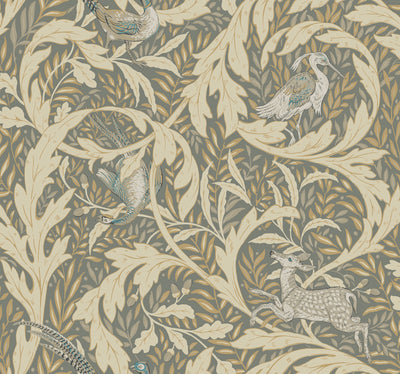 product image of sample woodland tapestry neutral wallpaper from the arts and crafts collection by ronald redding 1 541