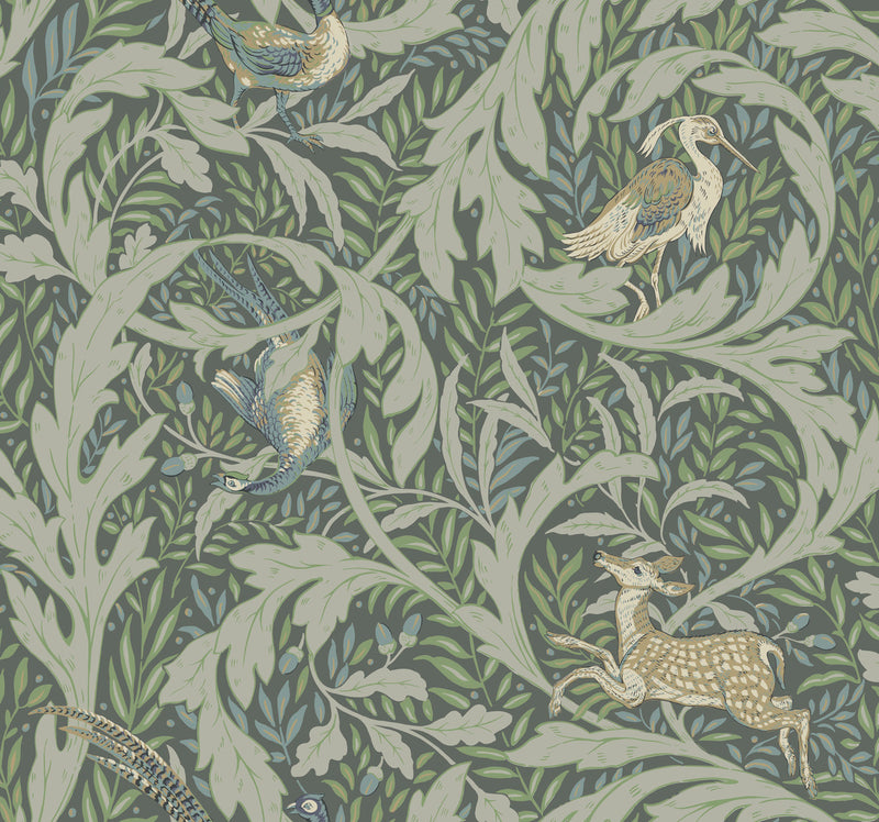 media image for Woodland Tapestry Sage Wallpaper from the Arts and Crafts Collection by Ronald Redding 276
