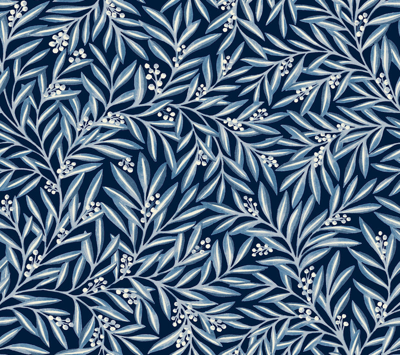 media image for sample rowan navy wallpaper from the arts and crafts collection by ronald redding 1 28