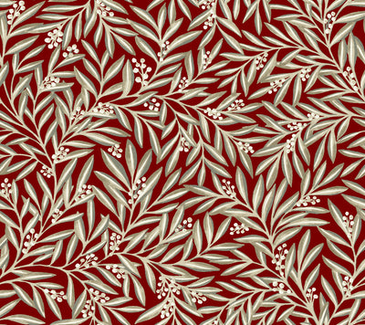 product image of sample rowan red wallpaper from the arts and crafts collection by ronald redding 1 527