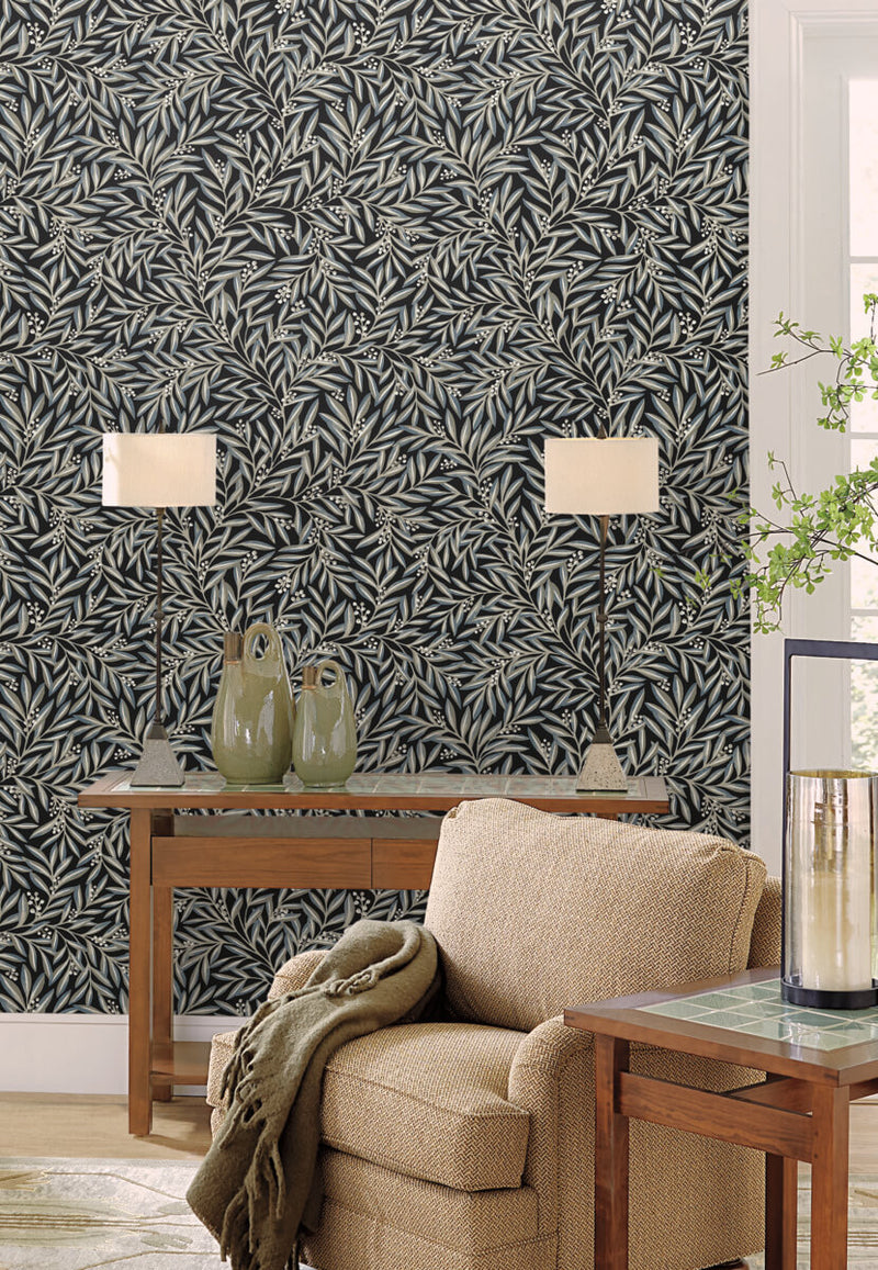 media image for Rowan Black Wallpaper from the Arts and Crafts Collection by Ronald Redding 217