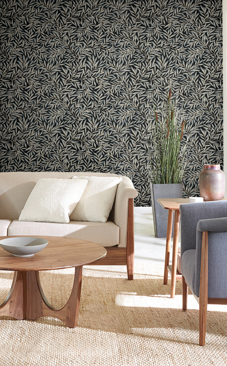 media image for Rowan Black Wallpaper from the Arts and Crafts Collection by Ronald Redding 29