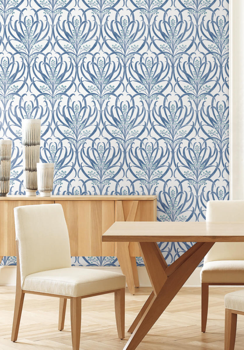 media image for Calluna White/Blue Wallpaper from the Arts and Crafts Collection by Ronald Redding 228