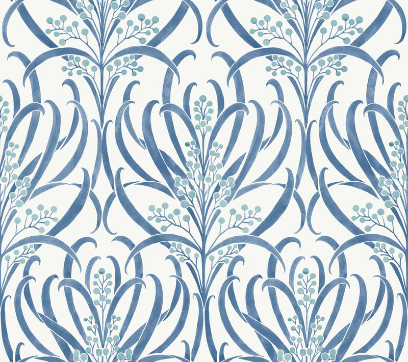 media image for sample calluna white blue wallpaper from the arts and crafts collection by ronald redding 1 215