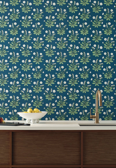 product image for Meadow Flowers Navy/White Wallpaper from the Arts and Crafts Collection by Ronald Redding 92