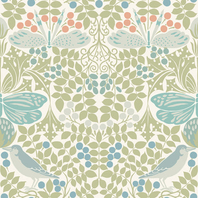 product image for Butterfly Garden Green/Blue Wallpaper from the Arts and Crafts Collection by Ronald Redding 51