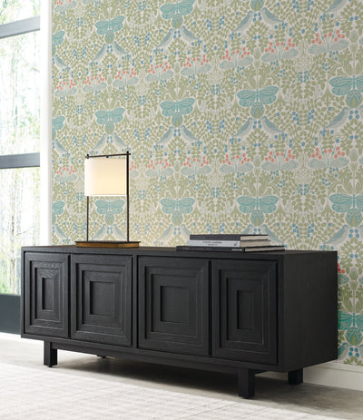 product image for Butterfly Garden Green/Blue Wallpaper from the Arts and Crafts Collection by Ronald Redding 85