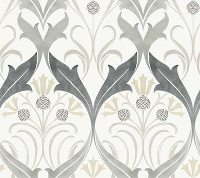 product image for Pine Cone Ribbon Charcoal Wallpaper from the Arts and Crafts Collection by Ronald Redding 60