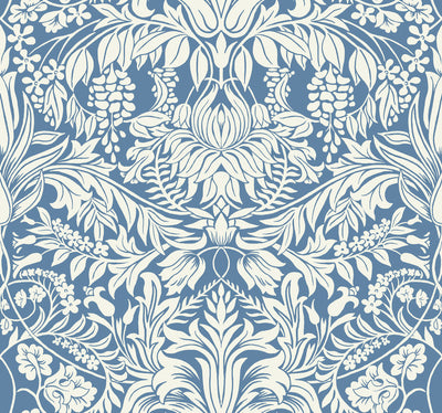 product image of sample lockwood damask blue wallpaper from the arts and crafts collection by ronald redding 1 532