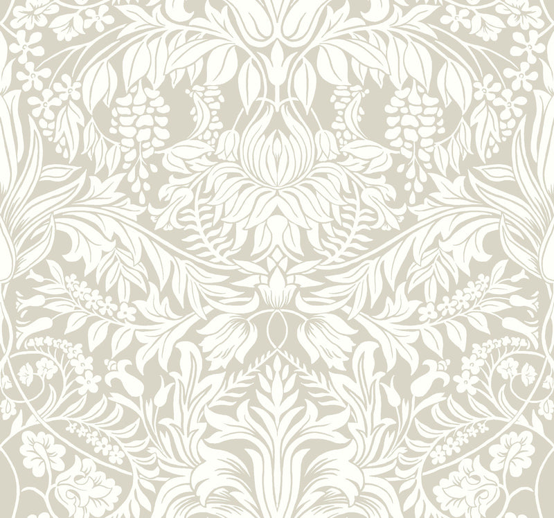media image for sample lockwood damask beige wallpaper from the arts and crafts collection by ronald redding 1 213