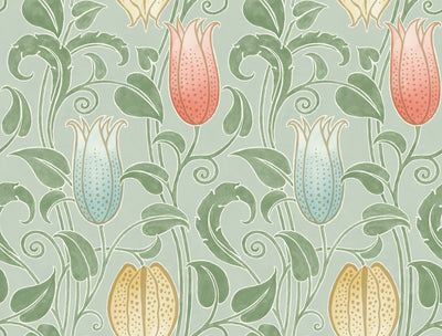 product image of sample canterbury bells sage wallpaper from the arts and crafts collection by ronald redding 1 536