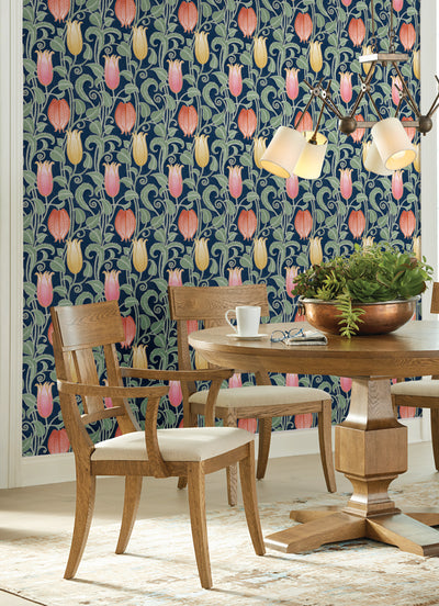 product image for Canterbury Bells Navy Wallpaper from the Arts and Crafts Collection by Ronald Redding 33