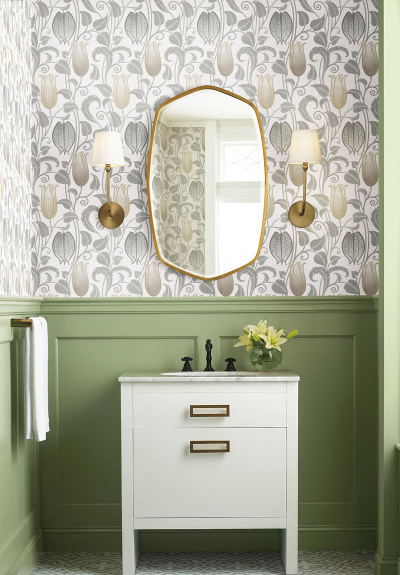 media image for Canterbury Bells Neutrals Wallpaper from the Arts and Crafts Collection by Ronald Redding 290