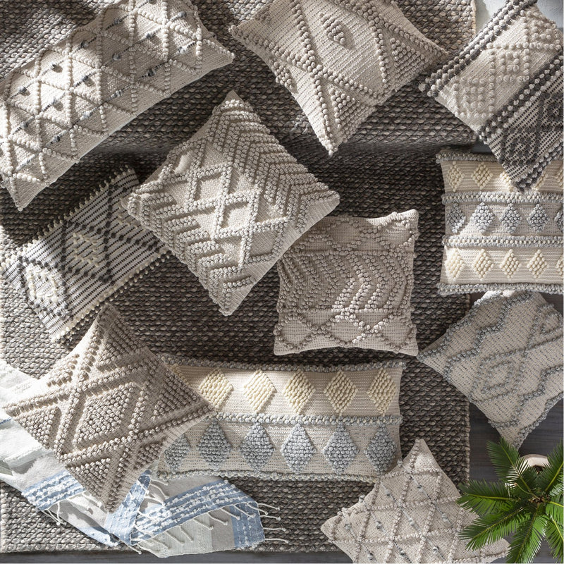 media image for Anders ADR-006 Hand Woven Square Pillow Cream & Medium Gray by Surya 216