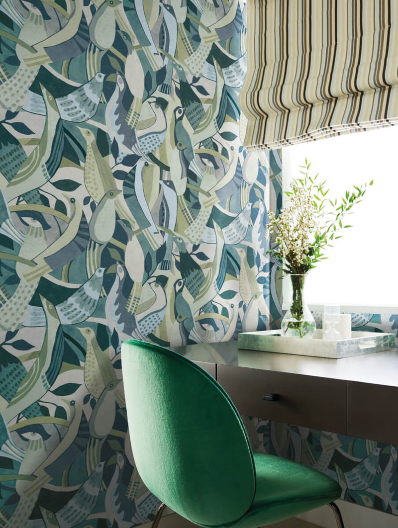 media image for Fauvist Flock Wallpaper in Green 253