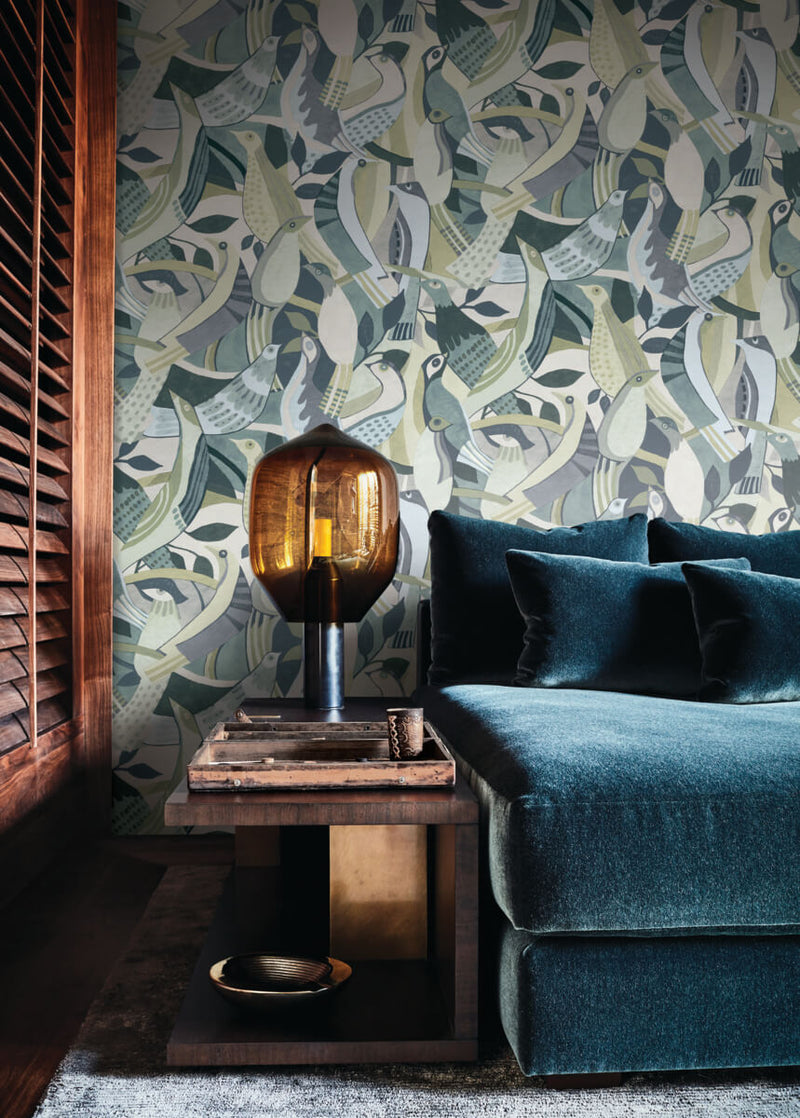media image for Fauvist Flock Wallpaper in Green 235