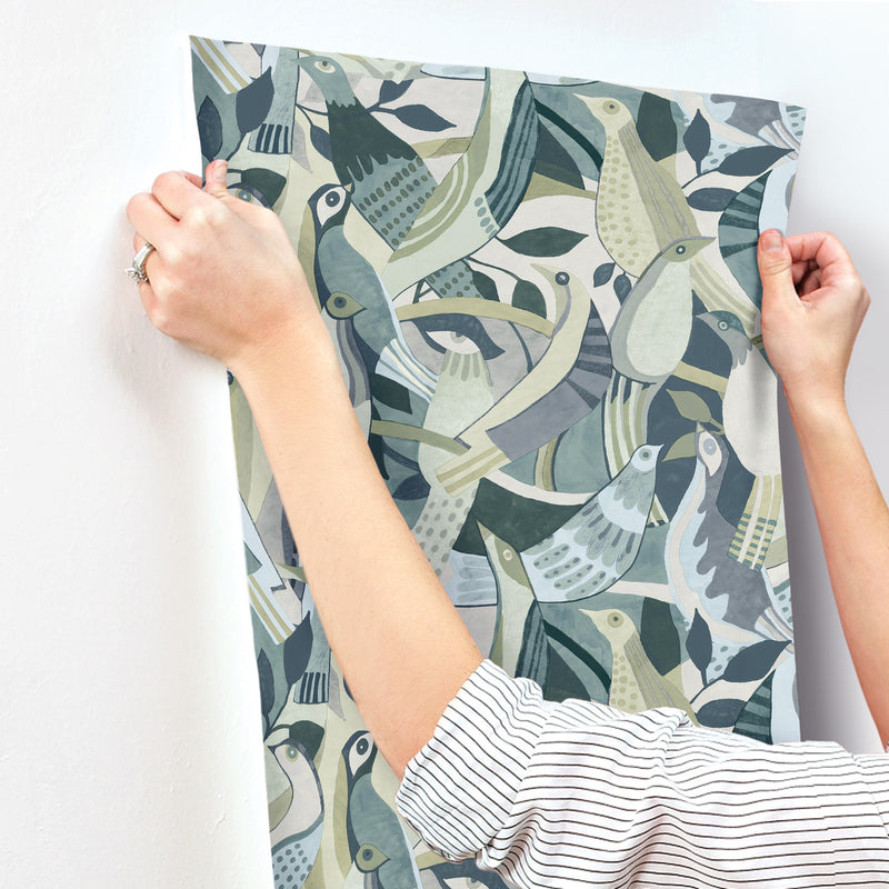 media image for Fauvist Flock Wallpaper in Green 24