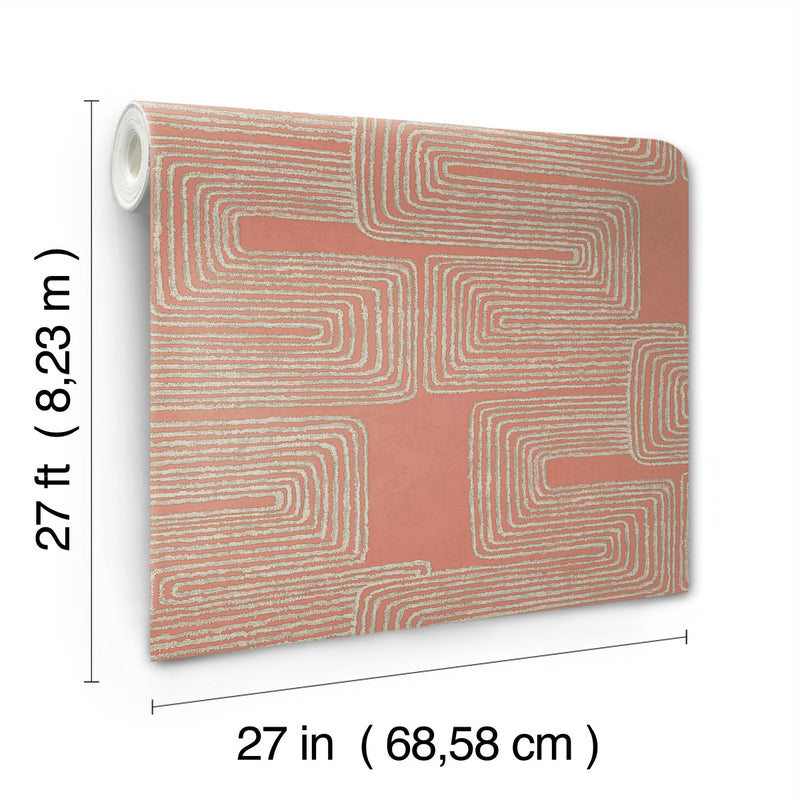 media image for Zulu Thread Wallpaper in Coral & Glint 295
