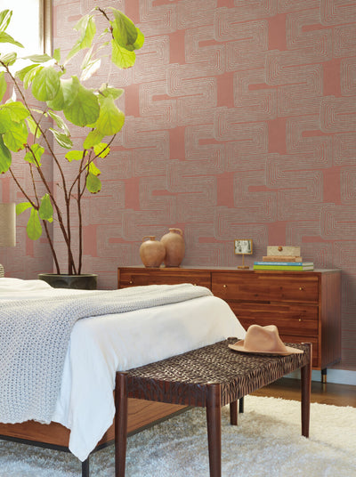product image for Zulu Thread Wallpaper in Coral & Glint 4