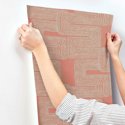 product image for Zulu Thread Wallpaper in Coral & Glint 94