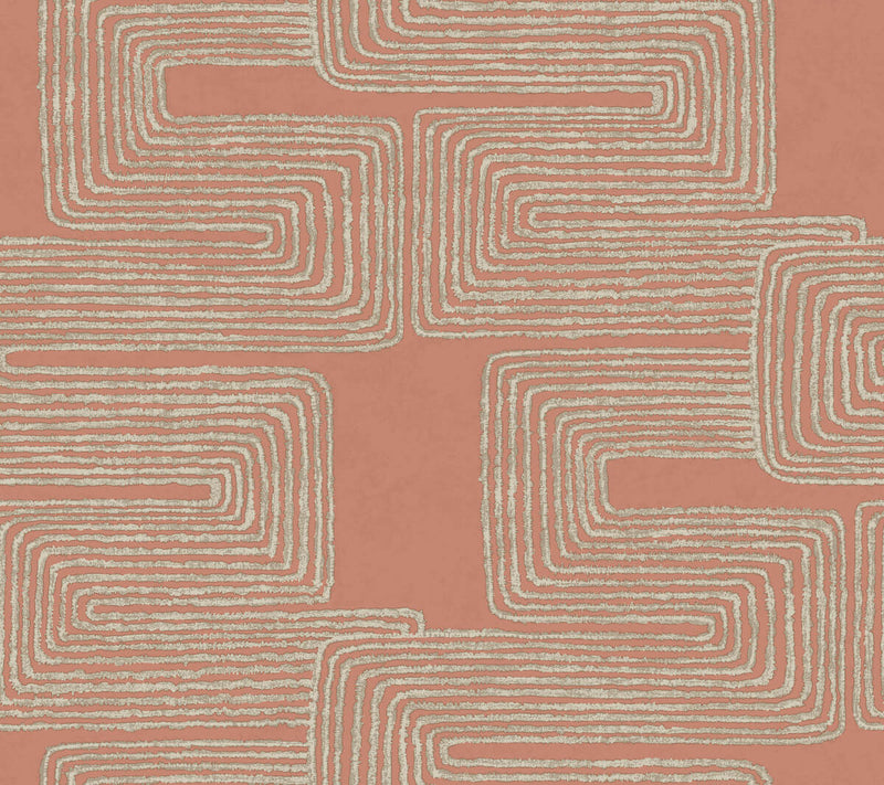 media image for Zulu Thread Wallpaper in Coral & Glint 266