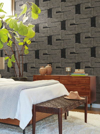 product image for Zulu Thread Wallpaper in Black & Gold 10