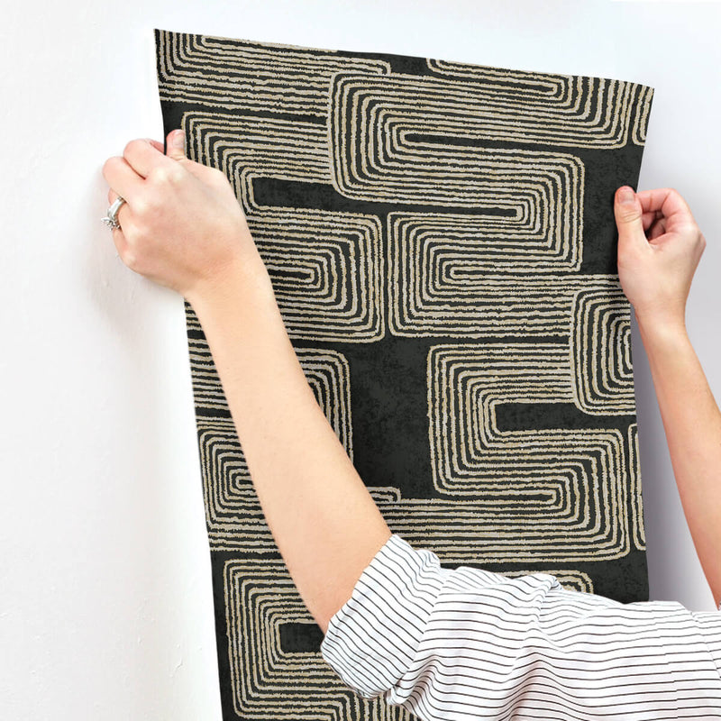media image for Zulu Thread Wallpaper in Black & Gold 299