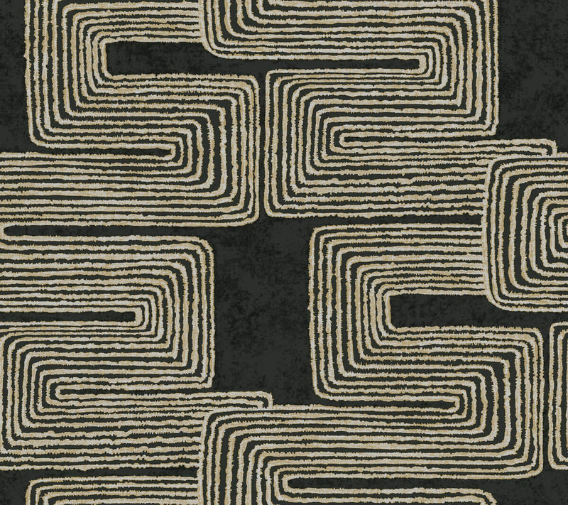 media image for Zulu Thread Wallpaper in Black & Gold 226