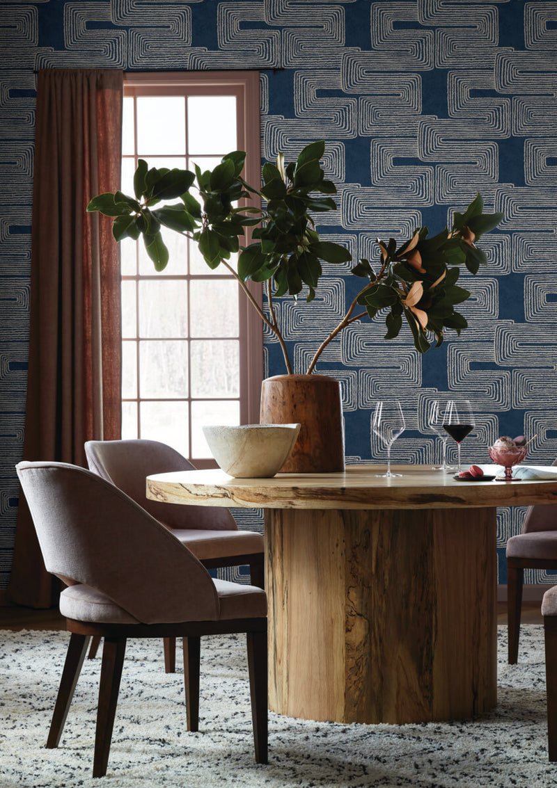 Shop Zulu Thread Wallpaper in Midnight & Silver by Nikki Chu