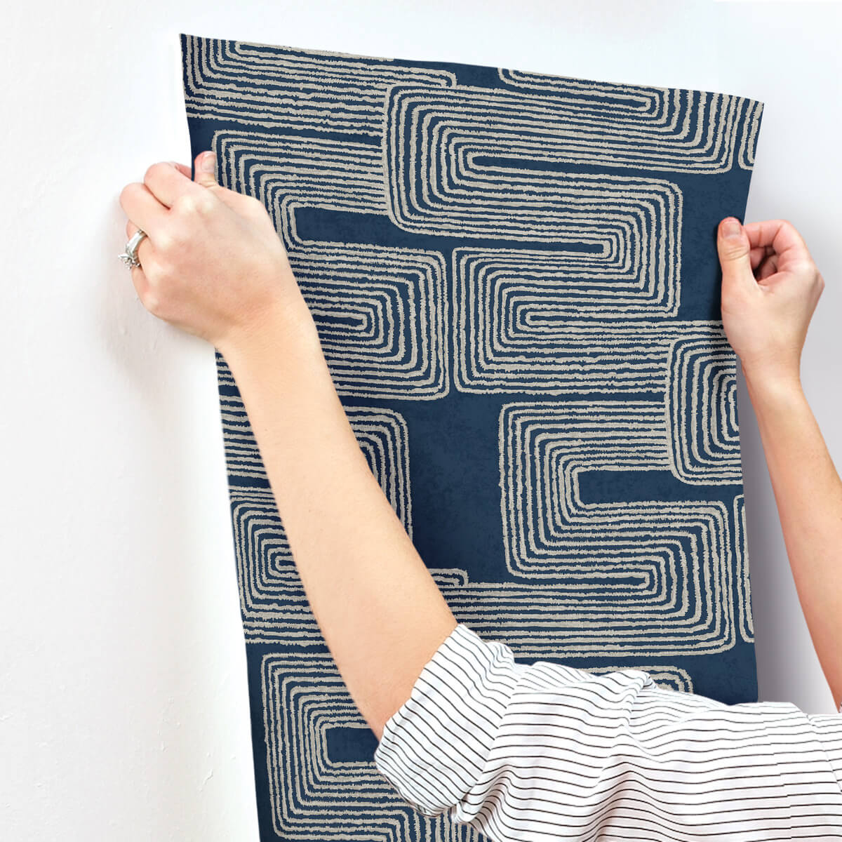 Shop Zulu Thread Wallpaper in Midnight & Silver by Nikki Chu