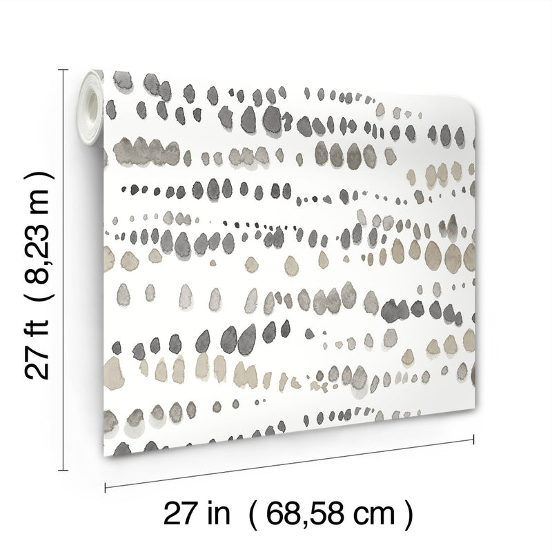 media image for Dewdrops Wallpaper in Black & Taupe 288